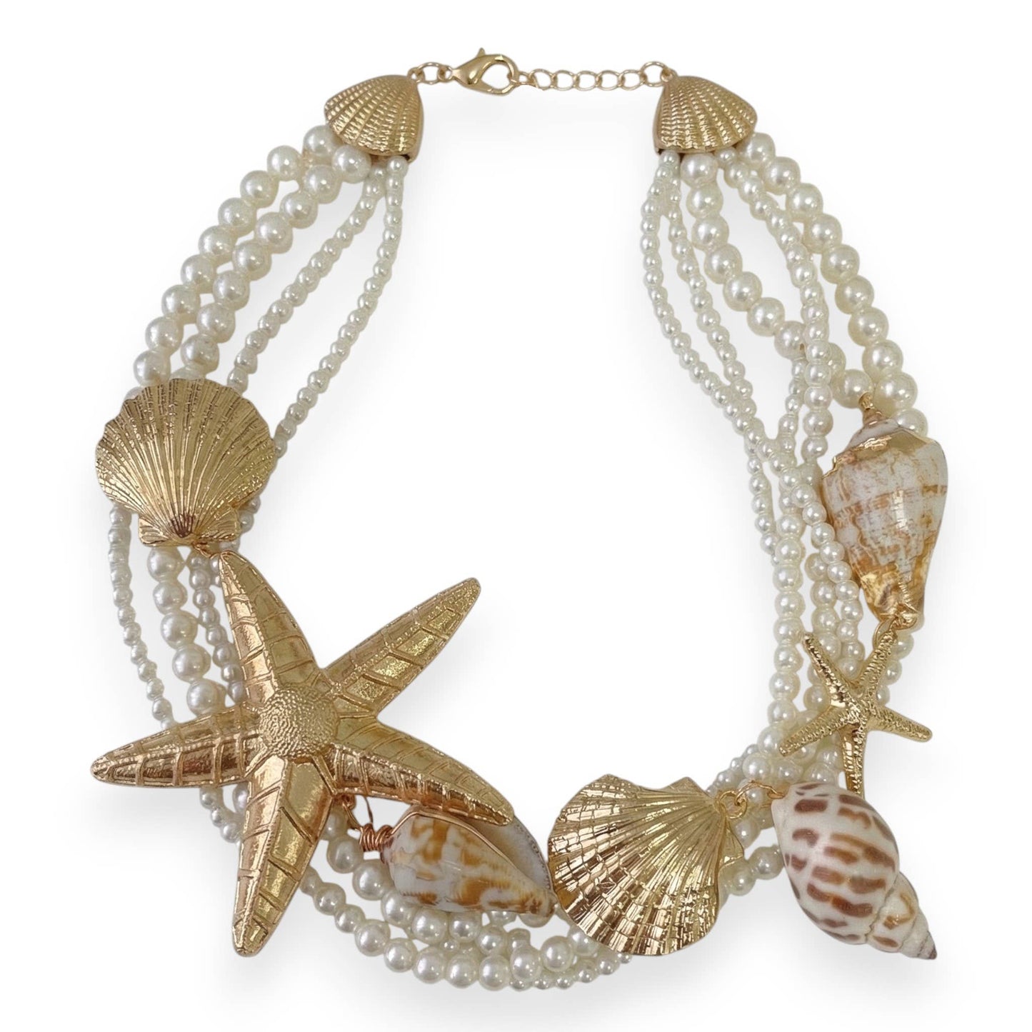 Starfish & Shell Pearl Necklace