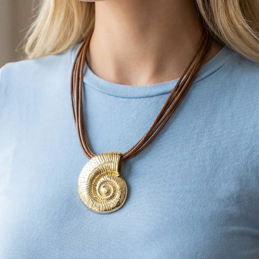 Sealife Shell Pendant Multi Cord Necklace