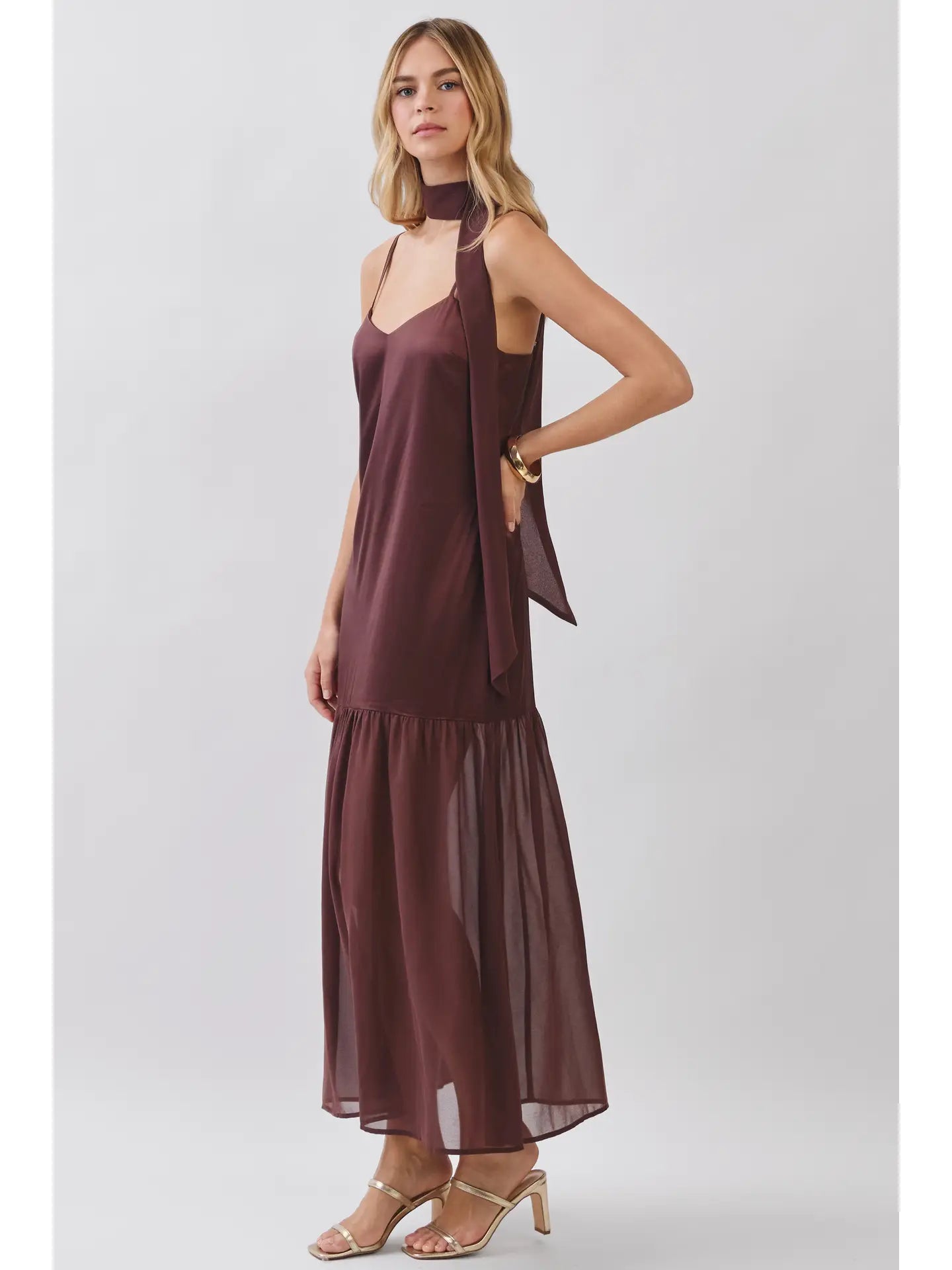Espresso Sheer Panel Maxi