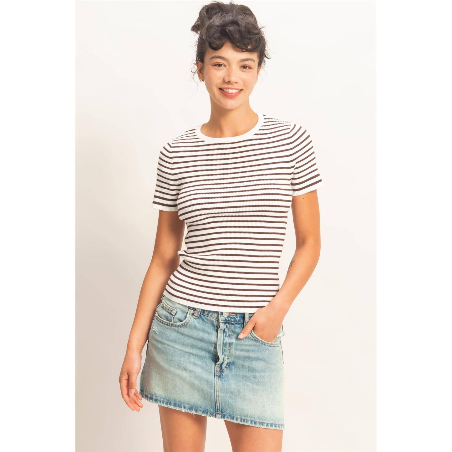 Ribbed Stripe Tee - 2 Colors