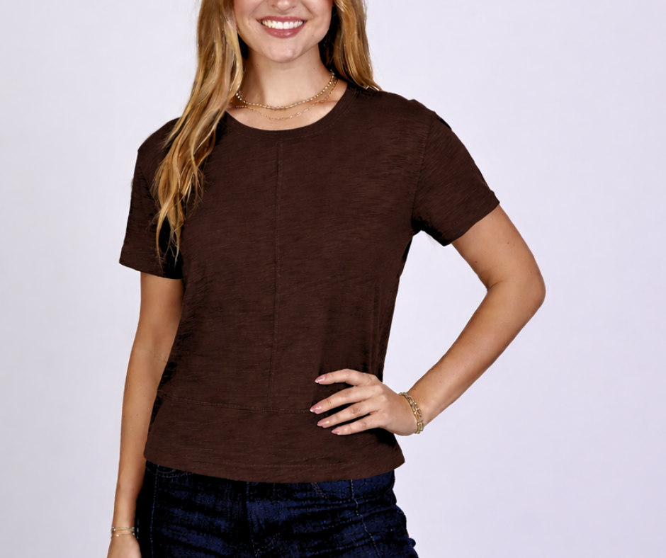 Celia Perfect Length Tee in Espresso Brown