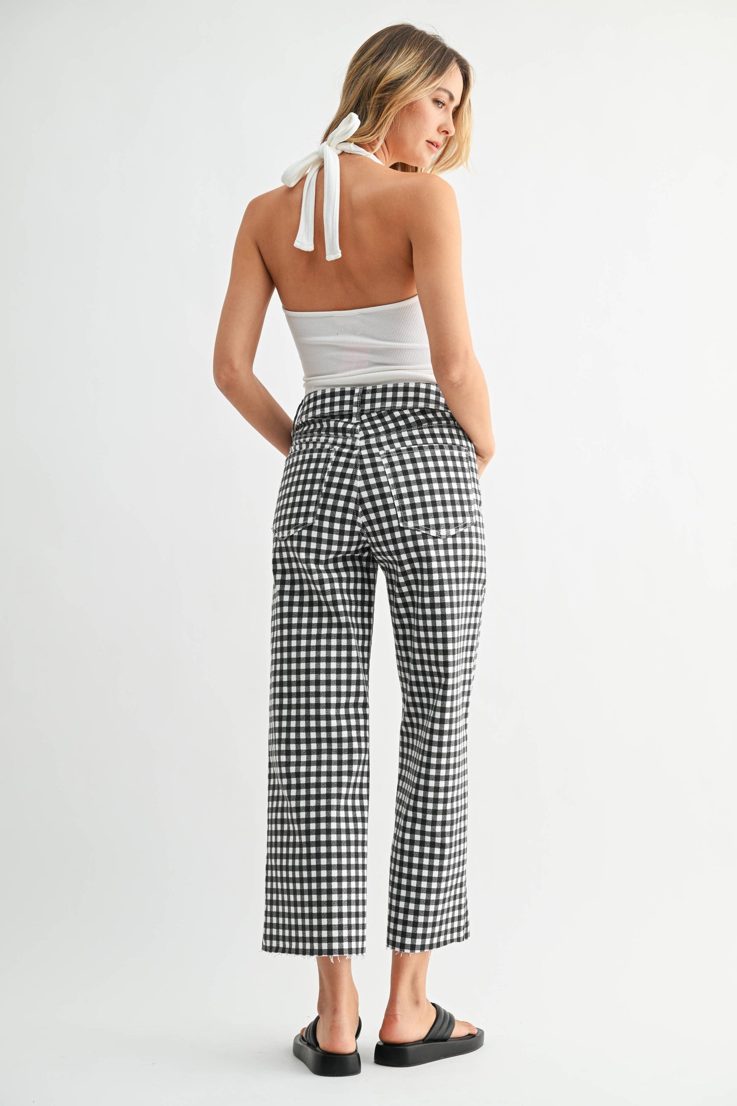 Black Gingham Utility Denim