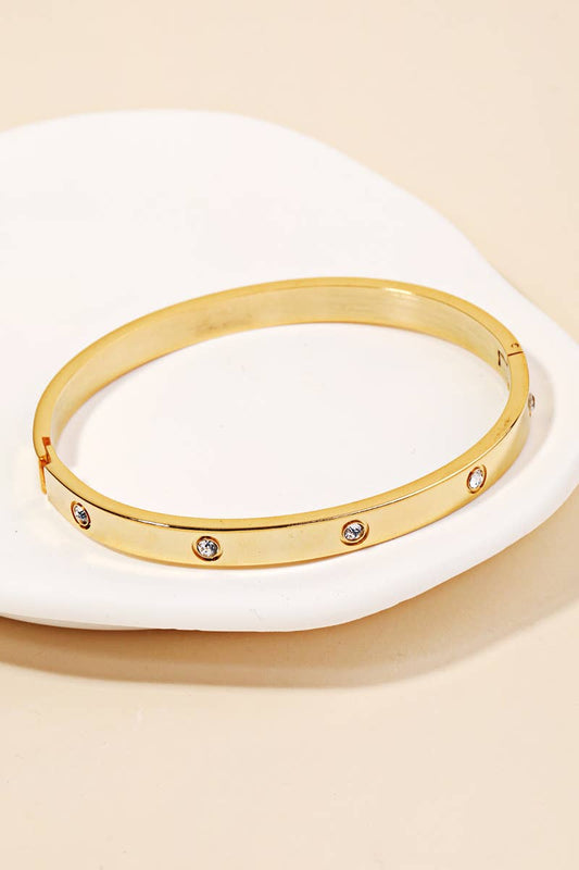Rhinestone Bangle Bracelet - 2 Colors