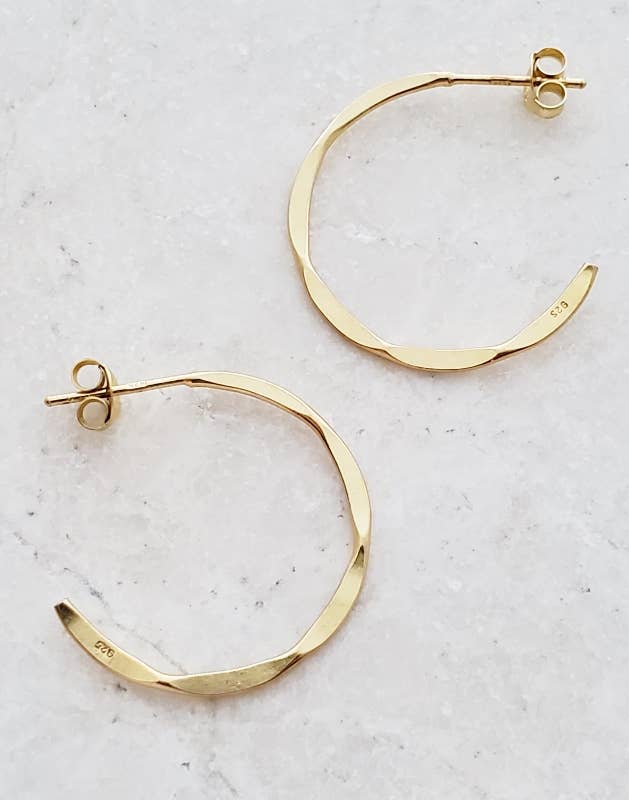 Gold Hammered Hoops Earrings