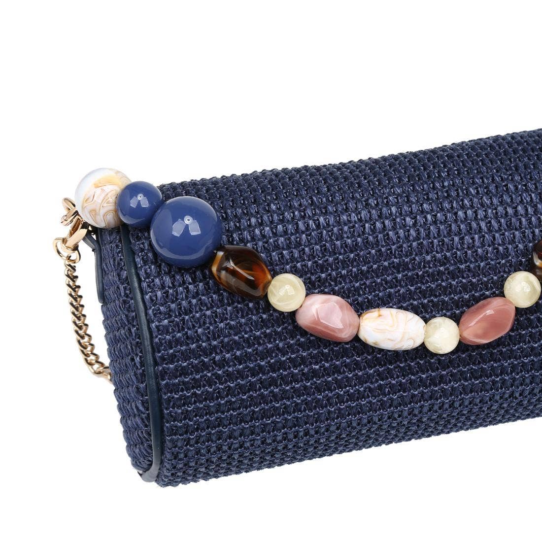 Rachel - Straw Clutch: Navy