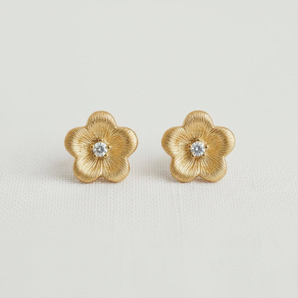 Floral  Gemstone Stud Earrings