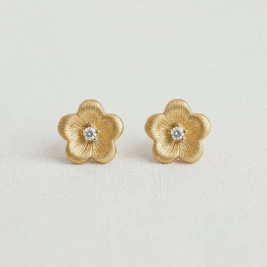 Floral  Gemstone Stud Earrings
