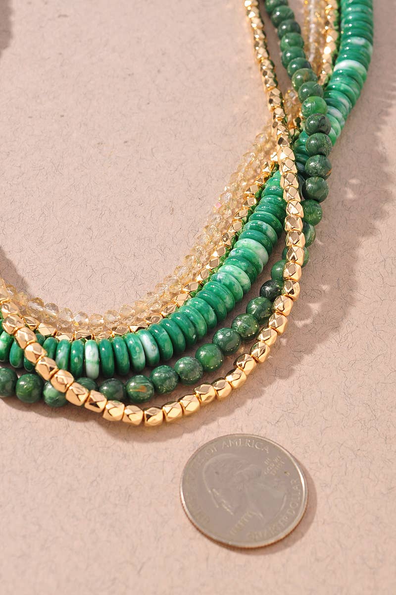 Green Bead Layered Necklace