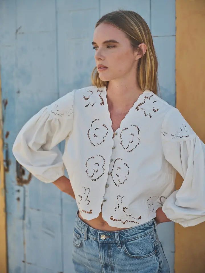 Volume Up Denim Blouse