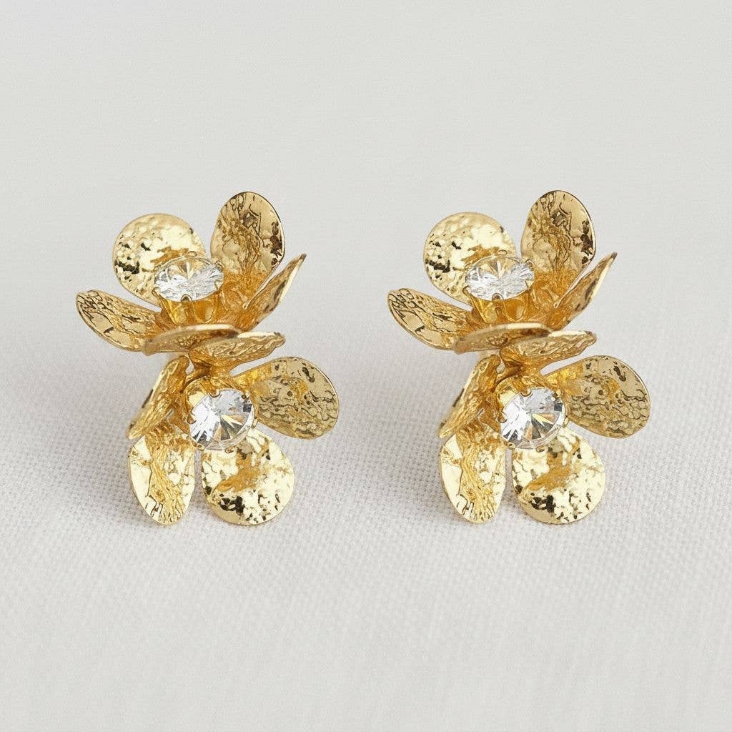 Hammered Flower Stud Earrings