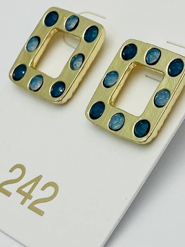 Little Lady Beaded Stud Earring (gold/teal/aqua)