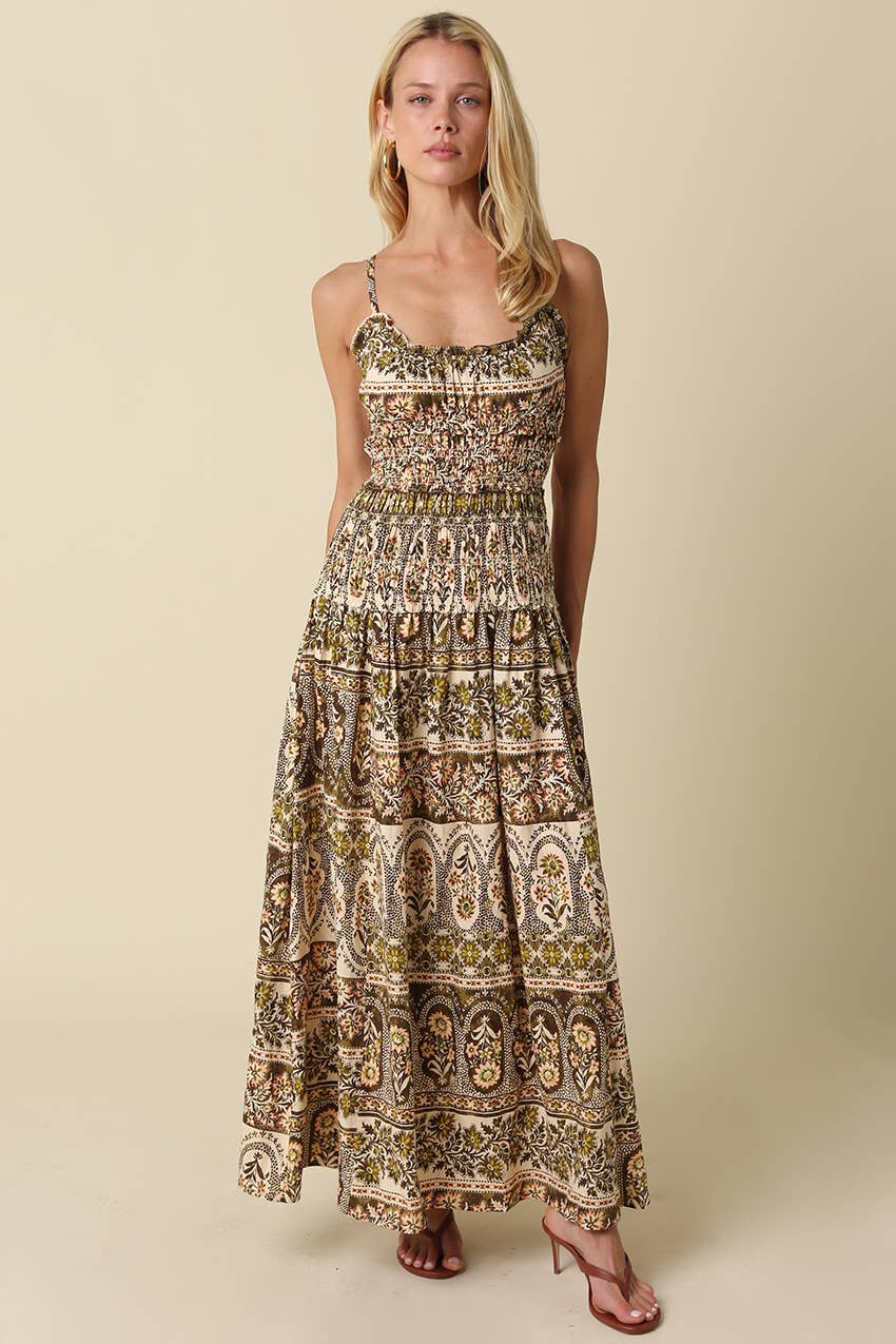 Lorna Smocked Print Maxi Dress