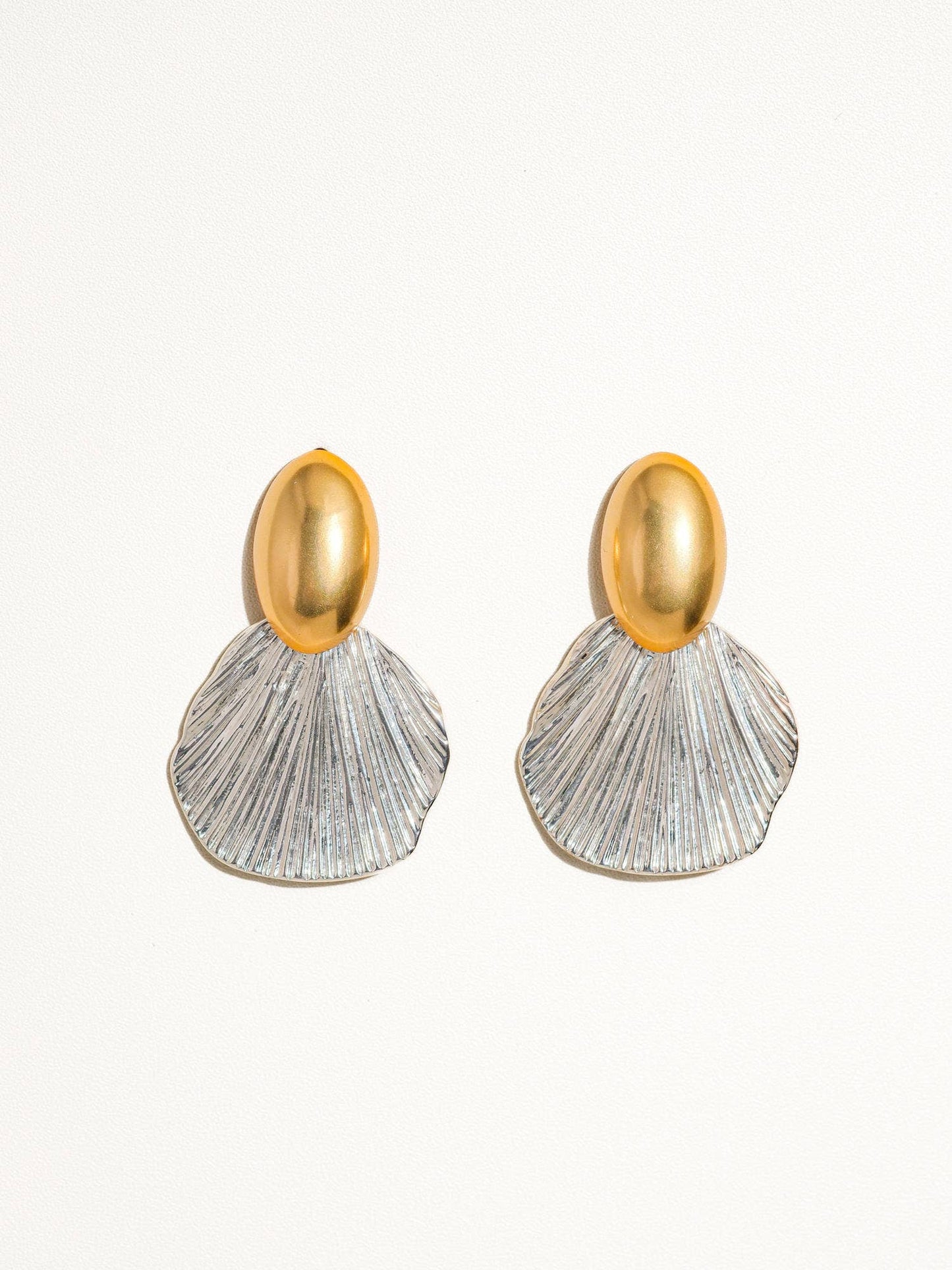 Giselle 18K Vintage Gold Dipped Shell Earrings: Silver