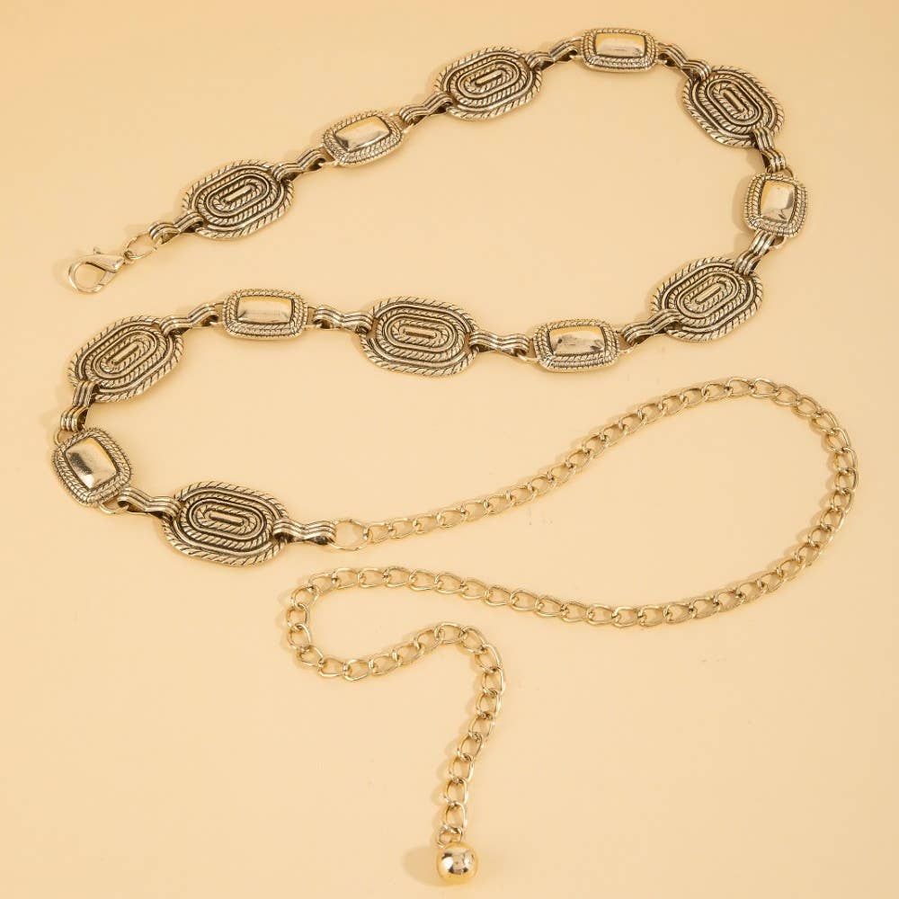 Western Intricate Oval Chain Belt