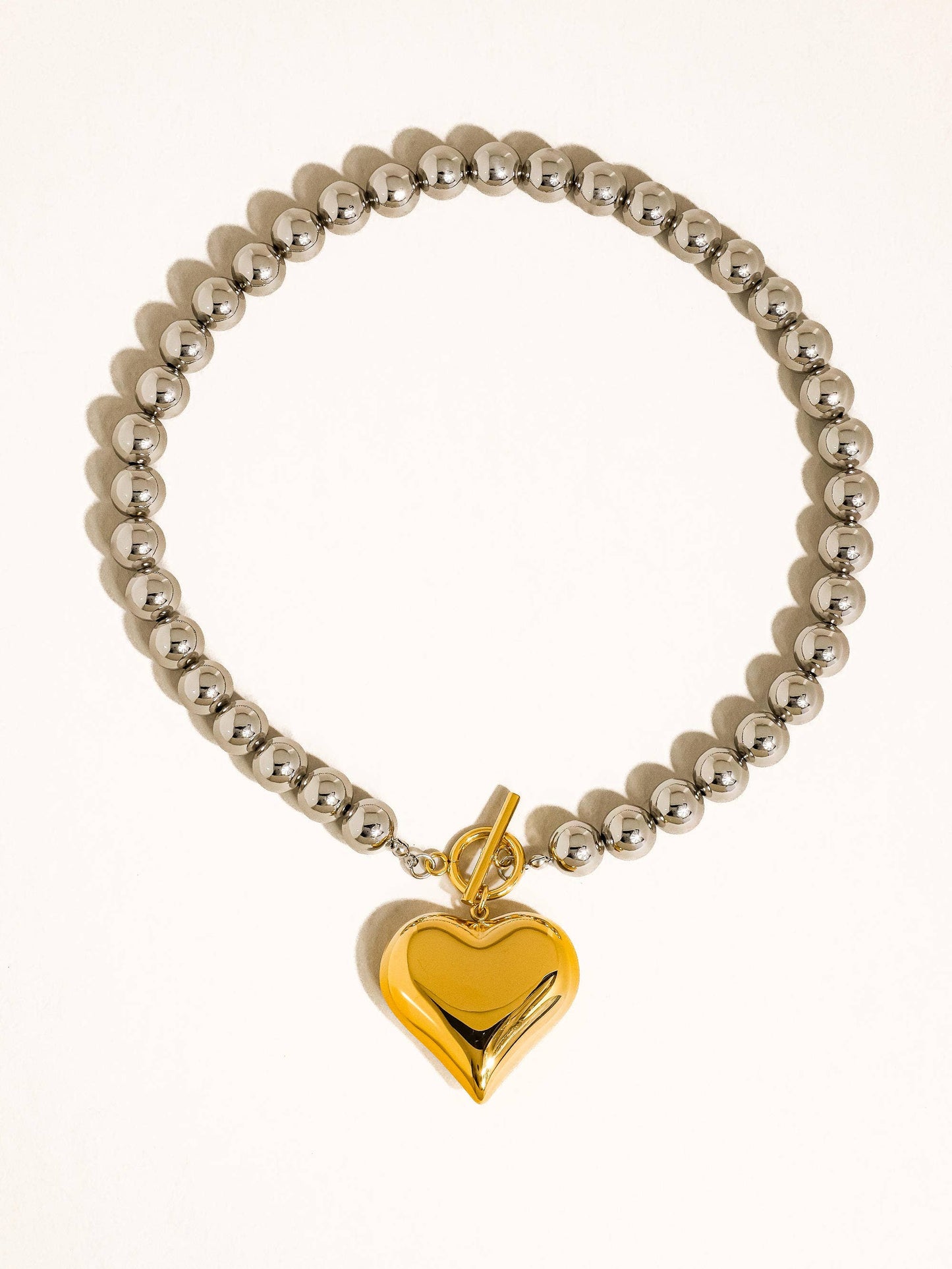 Raissa 18K Gold Non-Tarnish Two Tone Heart Necklace: