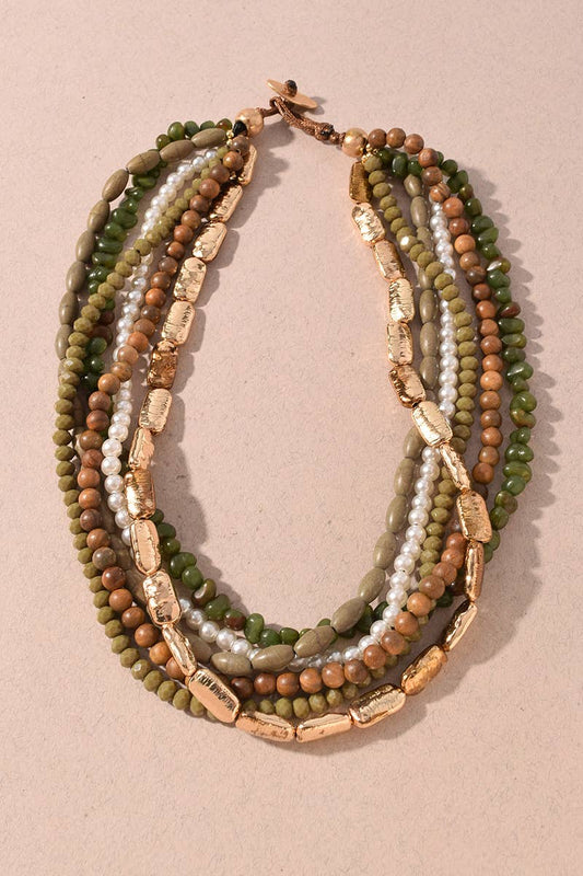 Olive Strand Statement Necklace