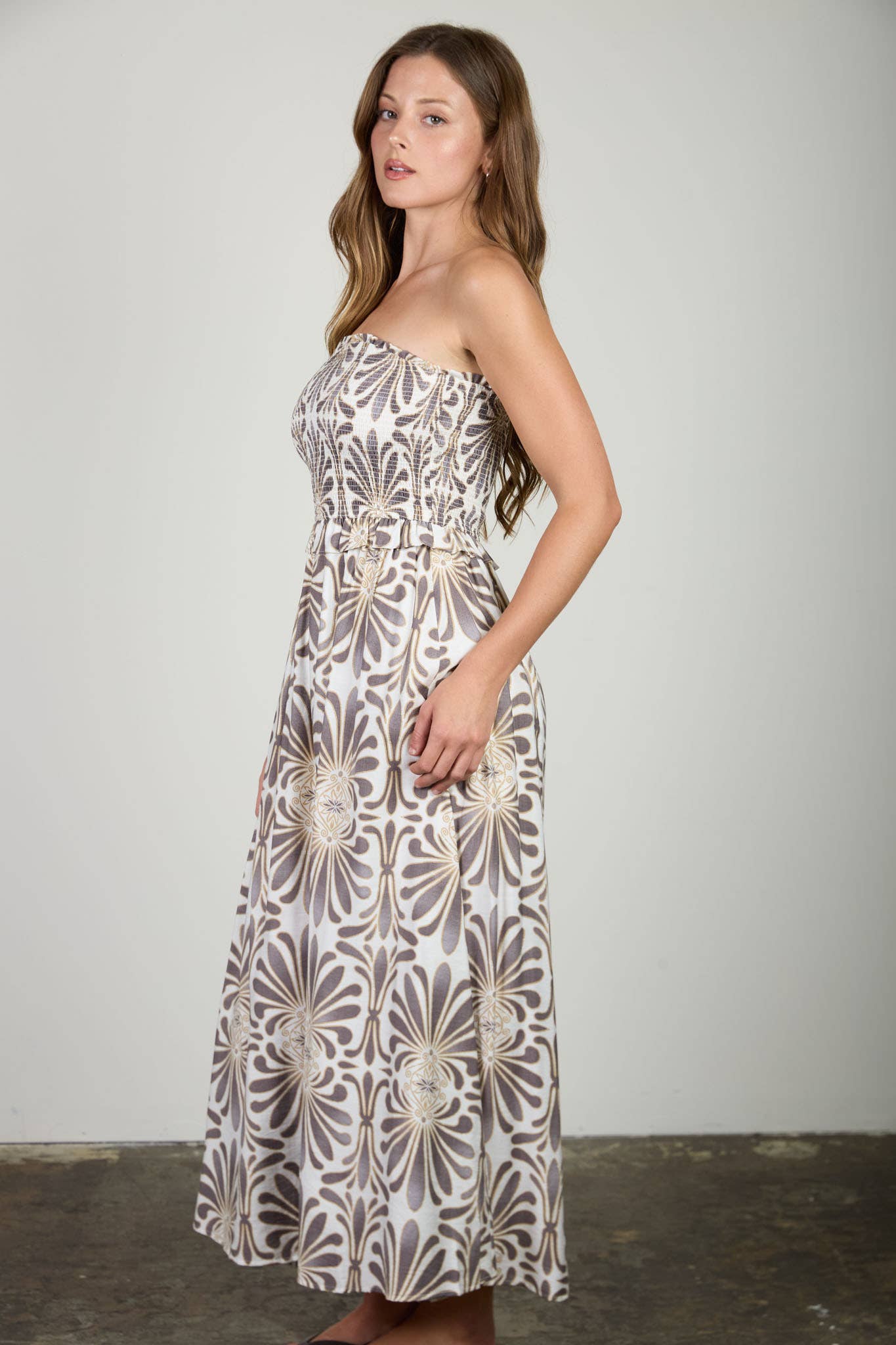 Damask Strapless Dress
