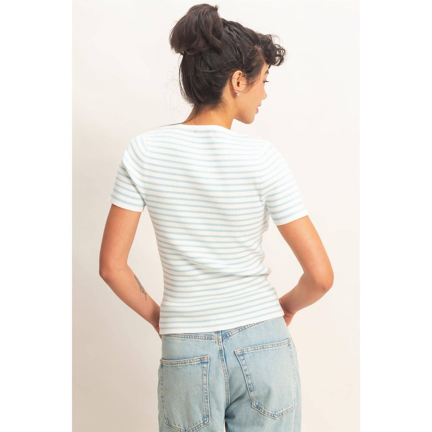 Ribbed Stripe Tee - 2 Colors
