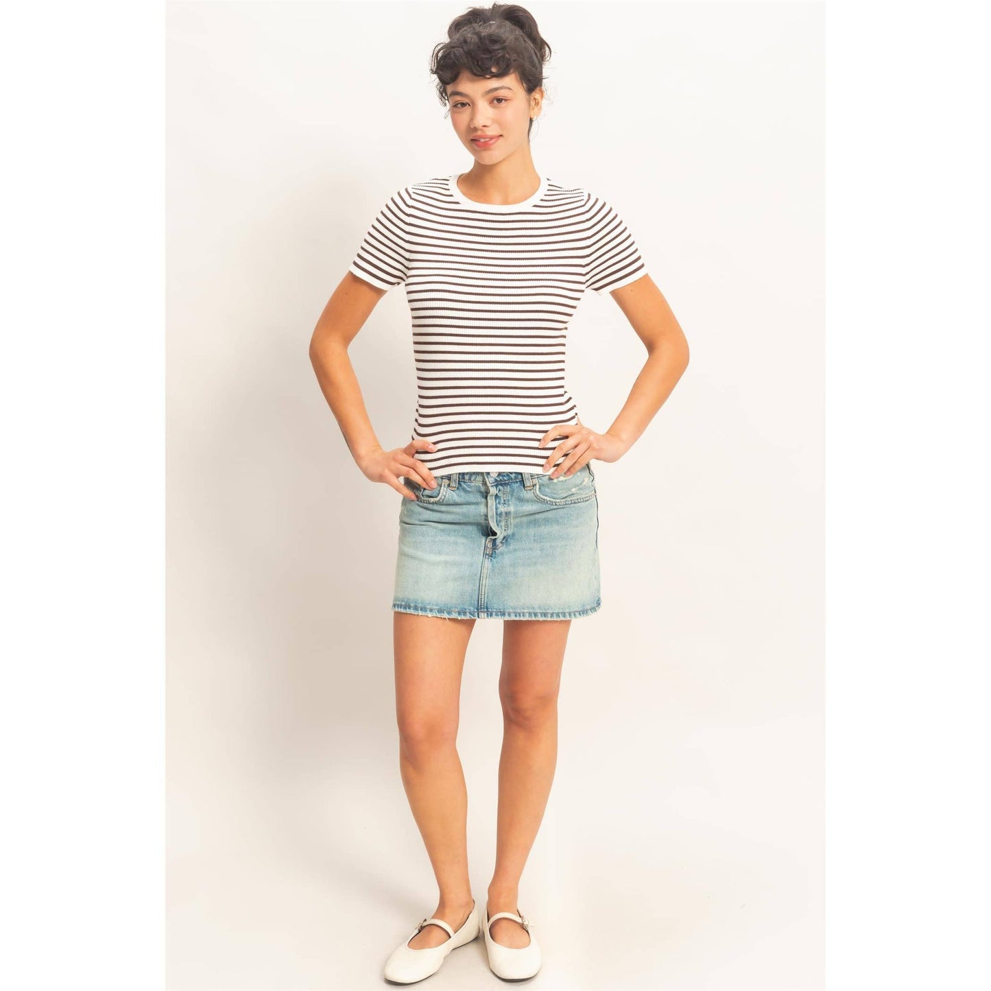 Ribbed Stripe Tee - 2 Colors