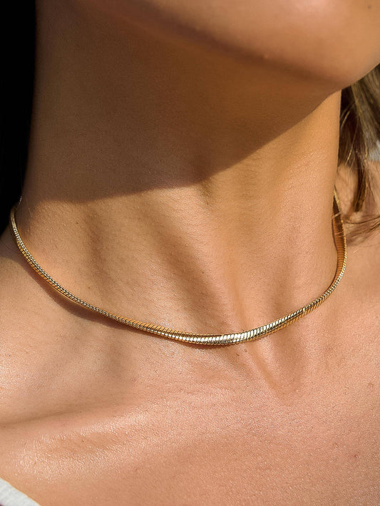 Papillon 18K Gold Non-Tarnish Snake Chain Necklace