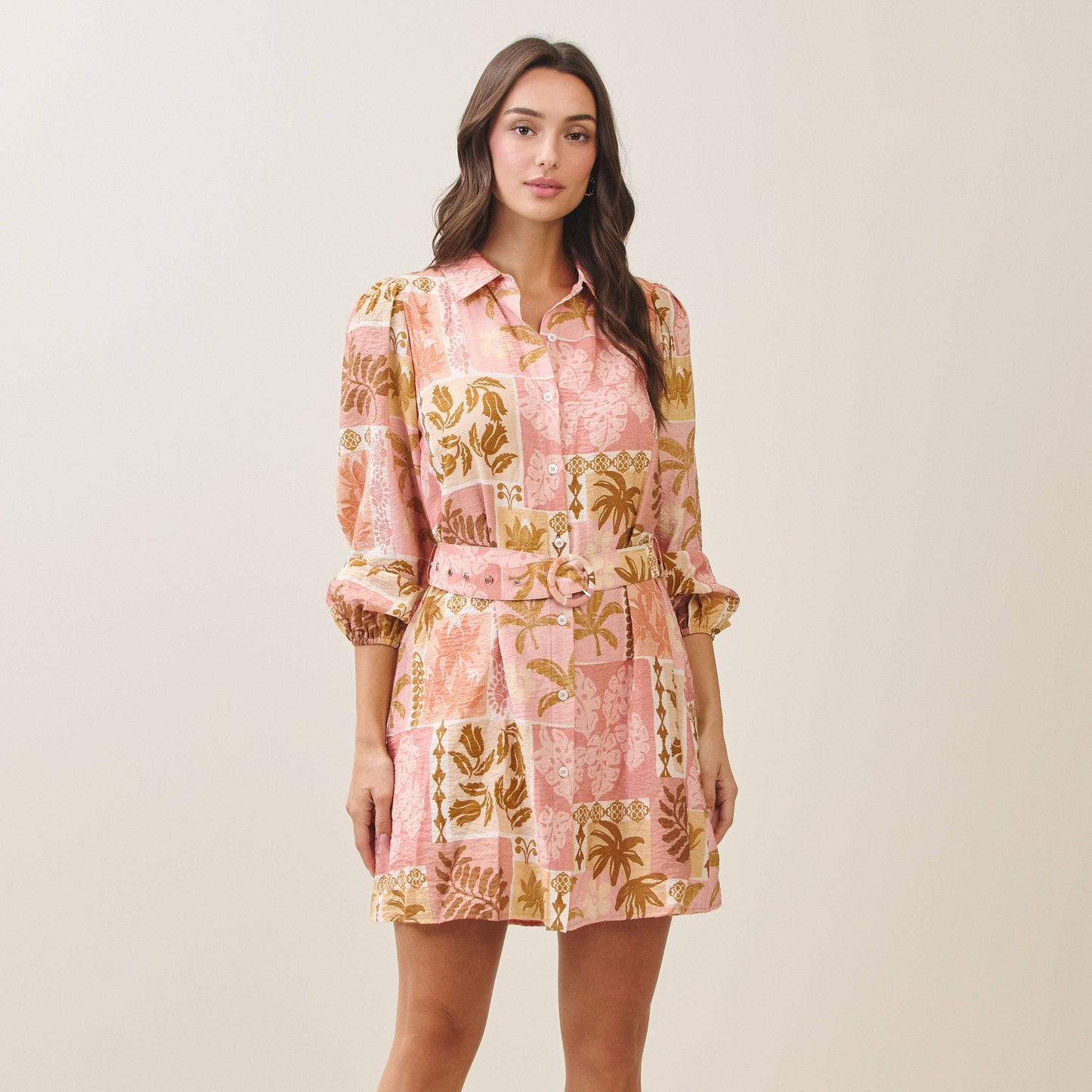 Tropical Belted Mini Dress