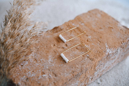 Genuine Gemstone and Gold-Plated Hoop Earring