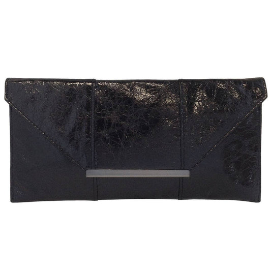Crushed Metallic Evening Clutch: BLACK