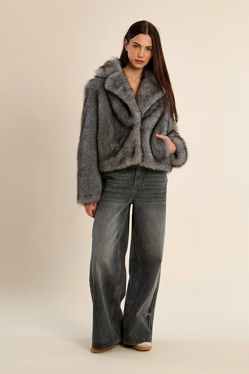 Gray Fox Faux Jacket