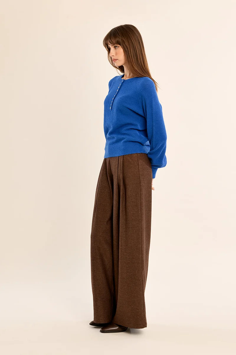 Buttoned Blue Sweater