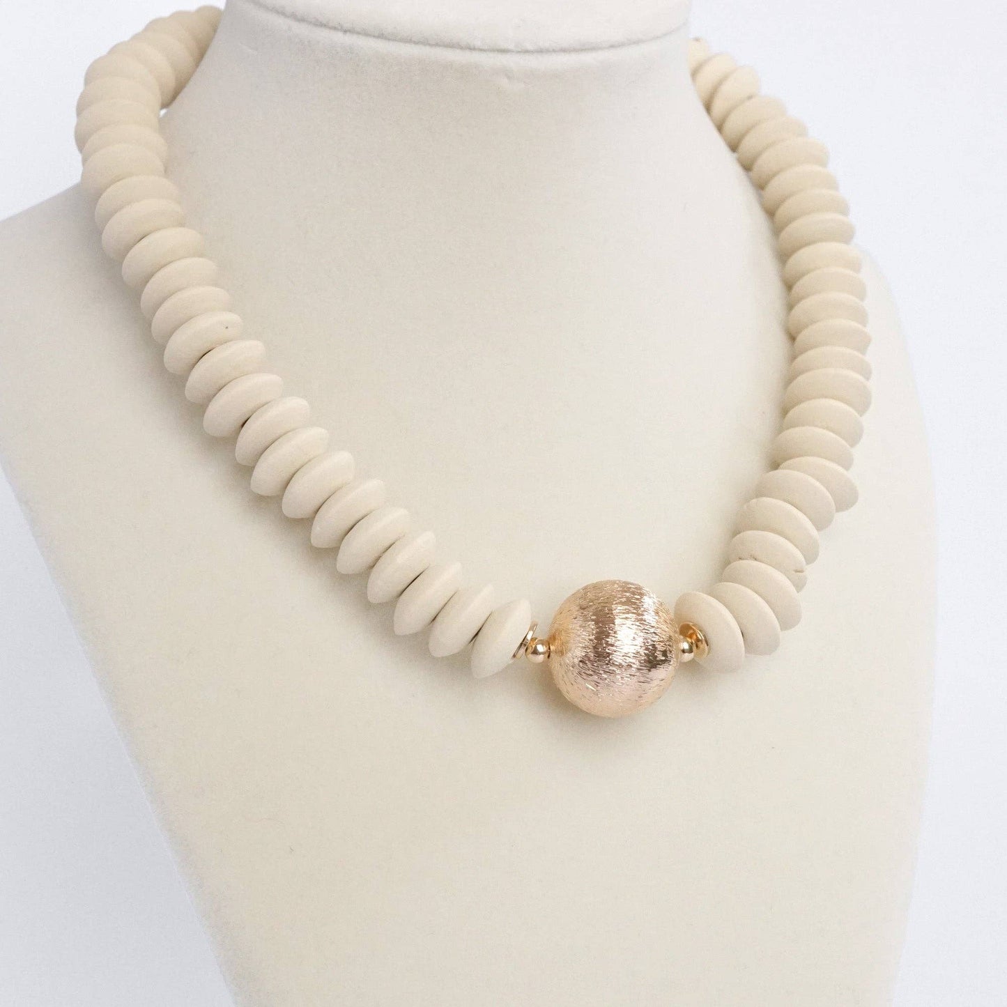 Wood Saucer Beads Short Statement Necklace- Multiple Colors