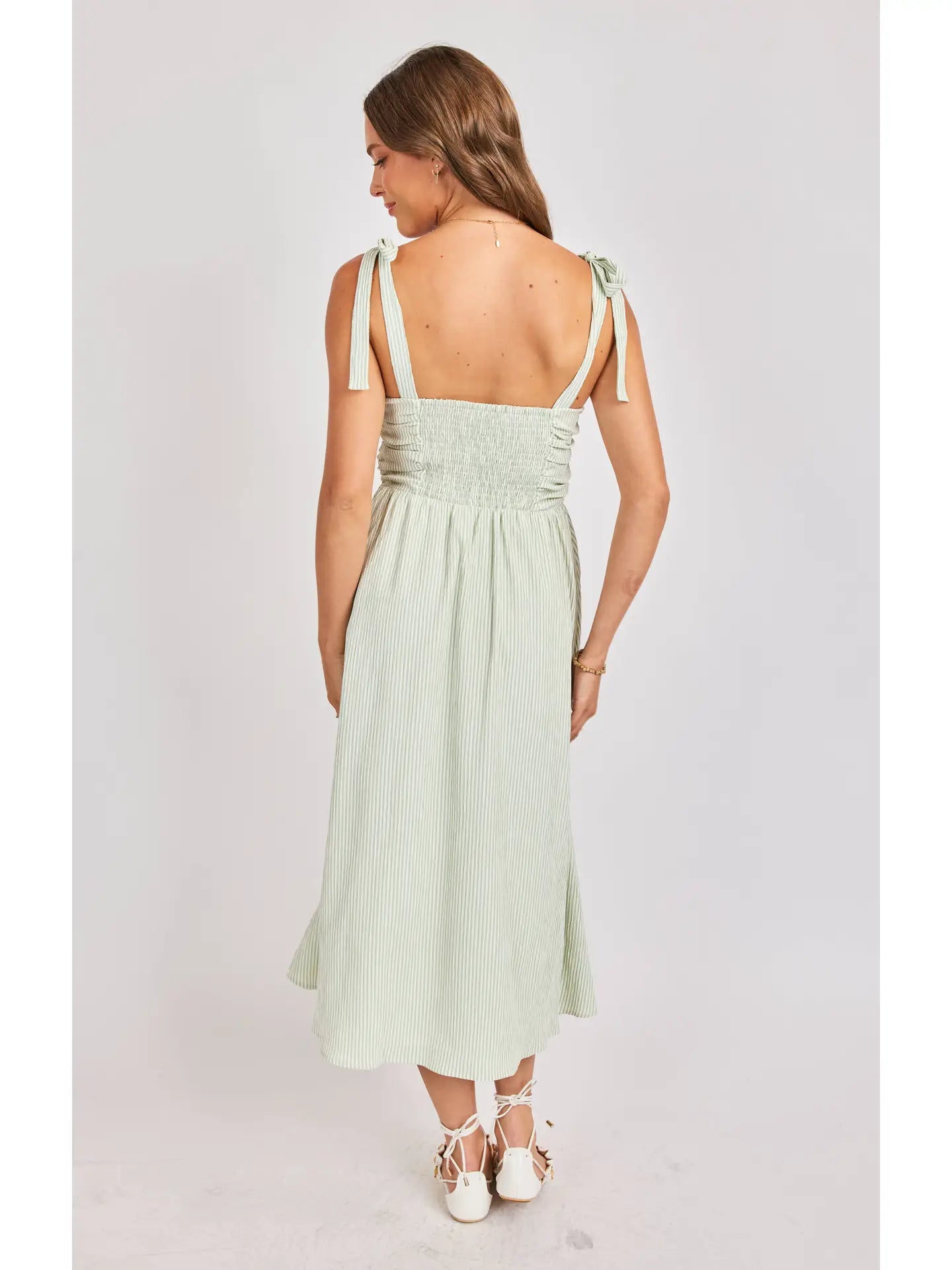 See Me Striped Midi Dress