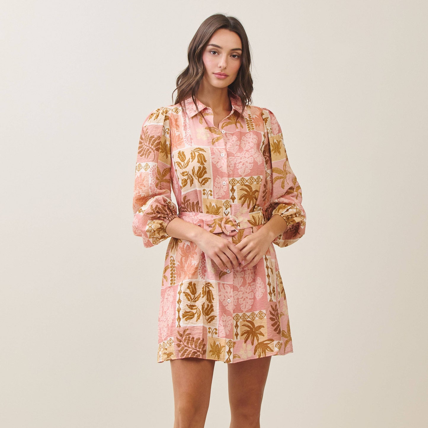 Tropical Belted Mini Dress