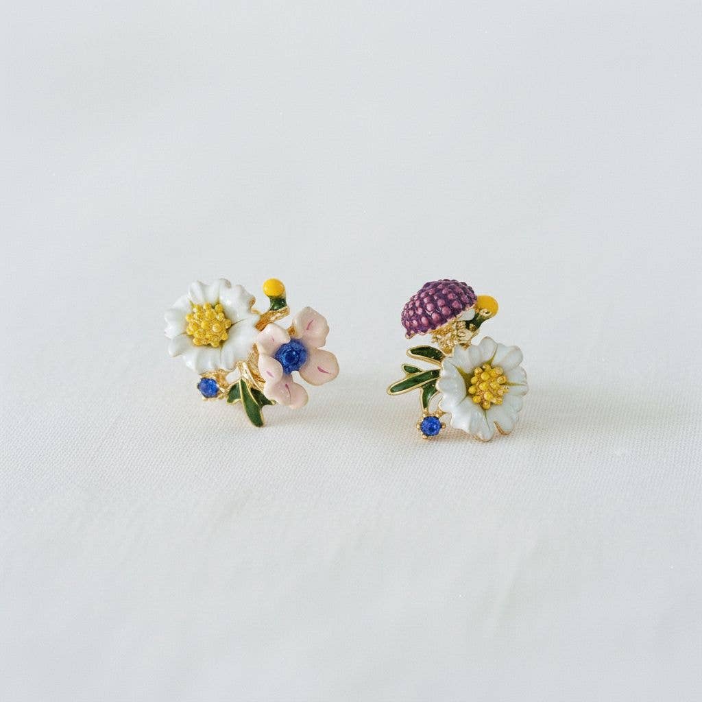 Drip Glaze Floral Stud Earrings