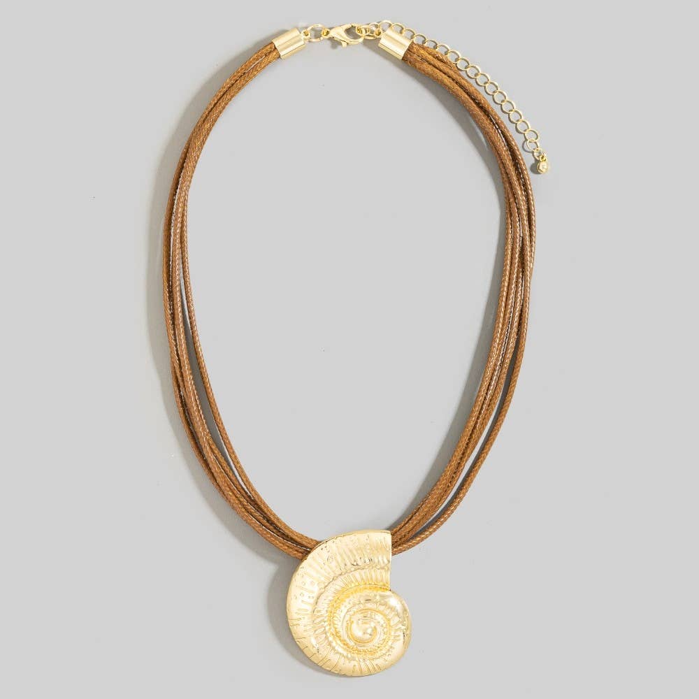 Sealife Shell Pendant Multi Cord Necklace