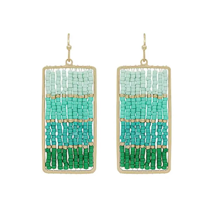 Beaded Rectangle Drop-2 Colors