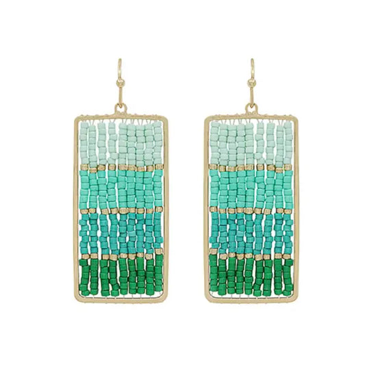 Beaded Rectangle Drop-2 Colors