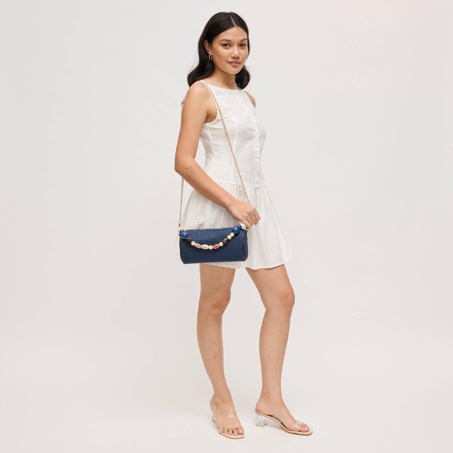 Rachel - Straw Clutch: Navy