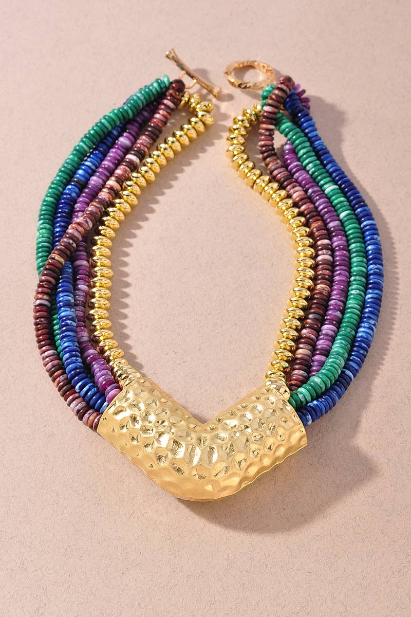 Pendant Multi Strand Necklace - Colorful