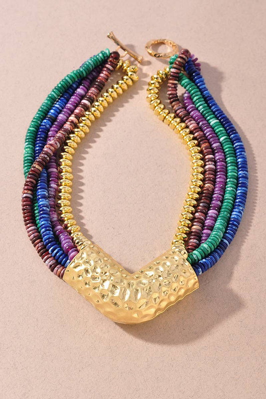 Pendant Multi Strand Necklace - Colorful