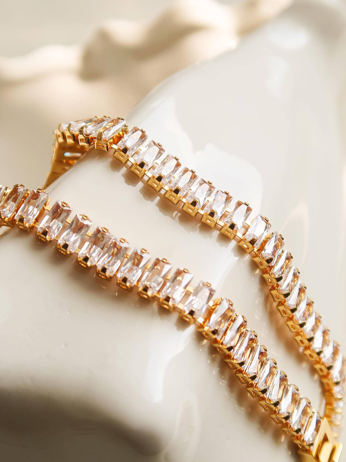 Rhodes 18K Gold Non-Tarnish CZ Bracelet