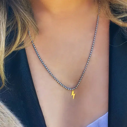 Lightning Bolt Pendant Necklace Chain - 2 Colors