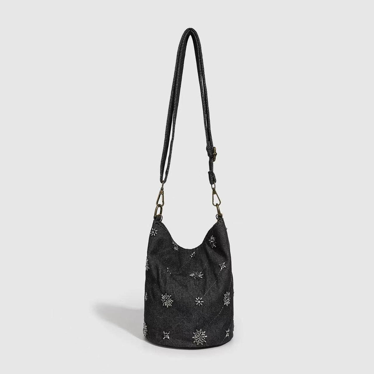 Vintage Studded Denim Bucket Bag