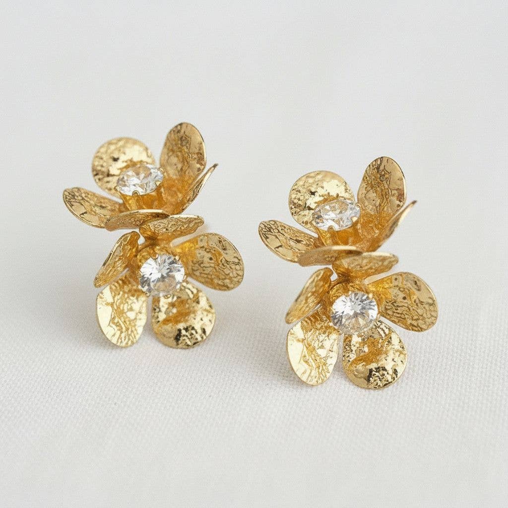 Hammered Flower Stud Earrings