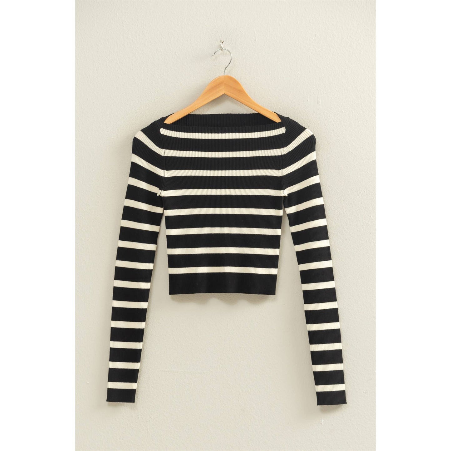 Striped Boatneck Knit Top