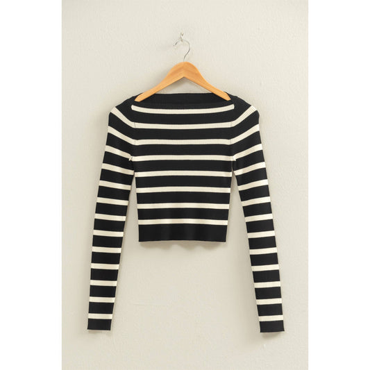 Striped Boatneck Knit Top