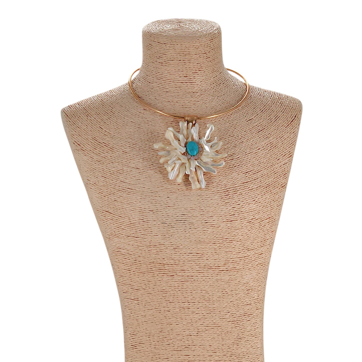 Chunky White Shell Flower Necklace | Handmade Statement