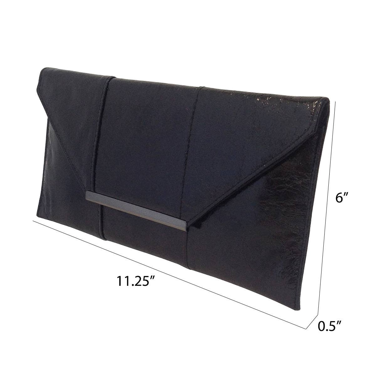 Crushed Metallic Evening Clutch: BLACK