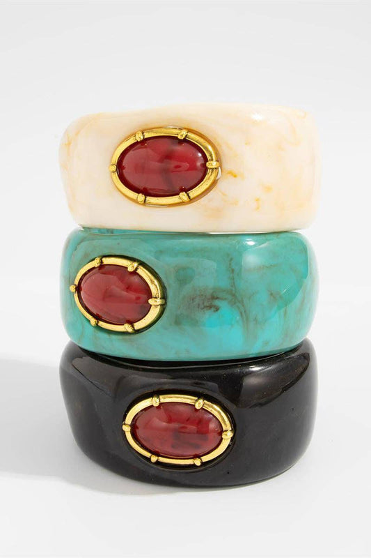 Elegant Stone-Accent Bangle - 3 Colors