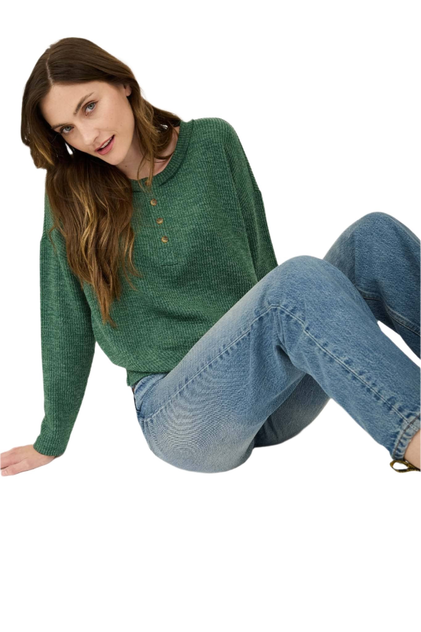 Waffle Knit Henley-3 Colors