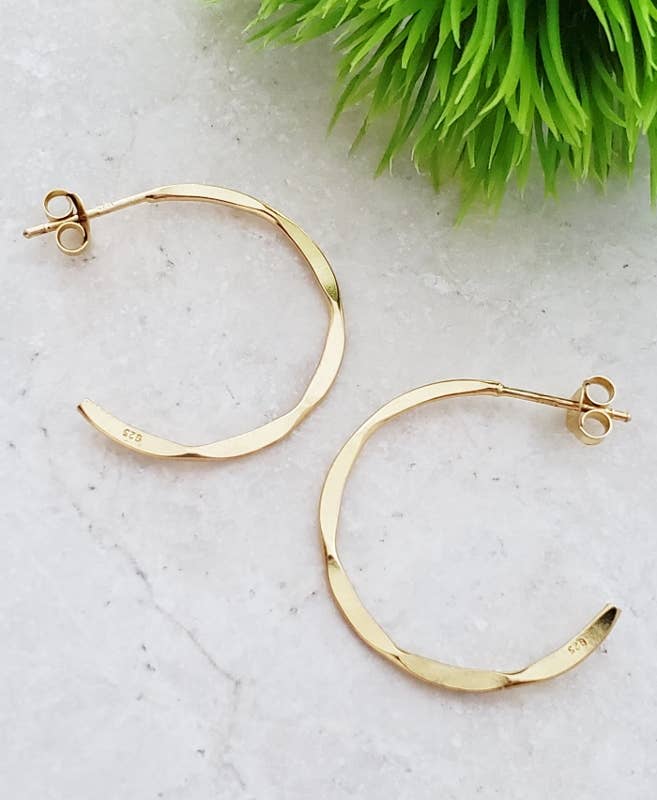 Gold Hammered Hoops Earrings